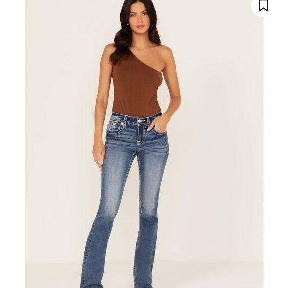 Miss Me Blue Flare Jeans with Embellished Pockets - Picture 2 of 8